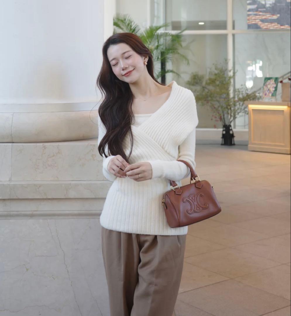 polaura ベルトセットカシュクールオフショルダーニットWhite 完売品