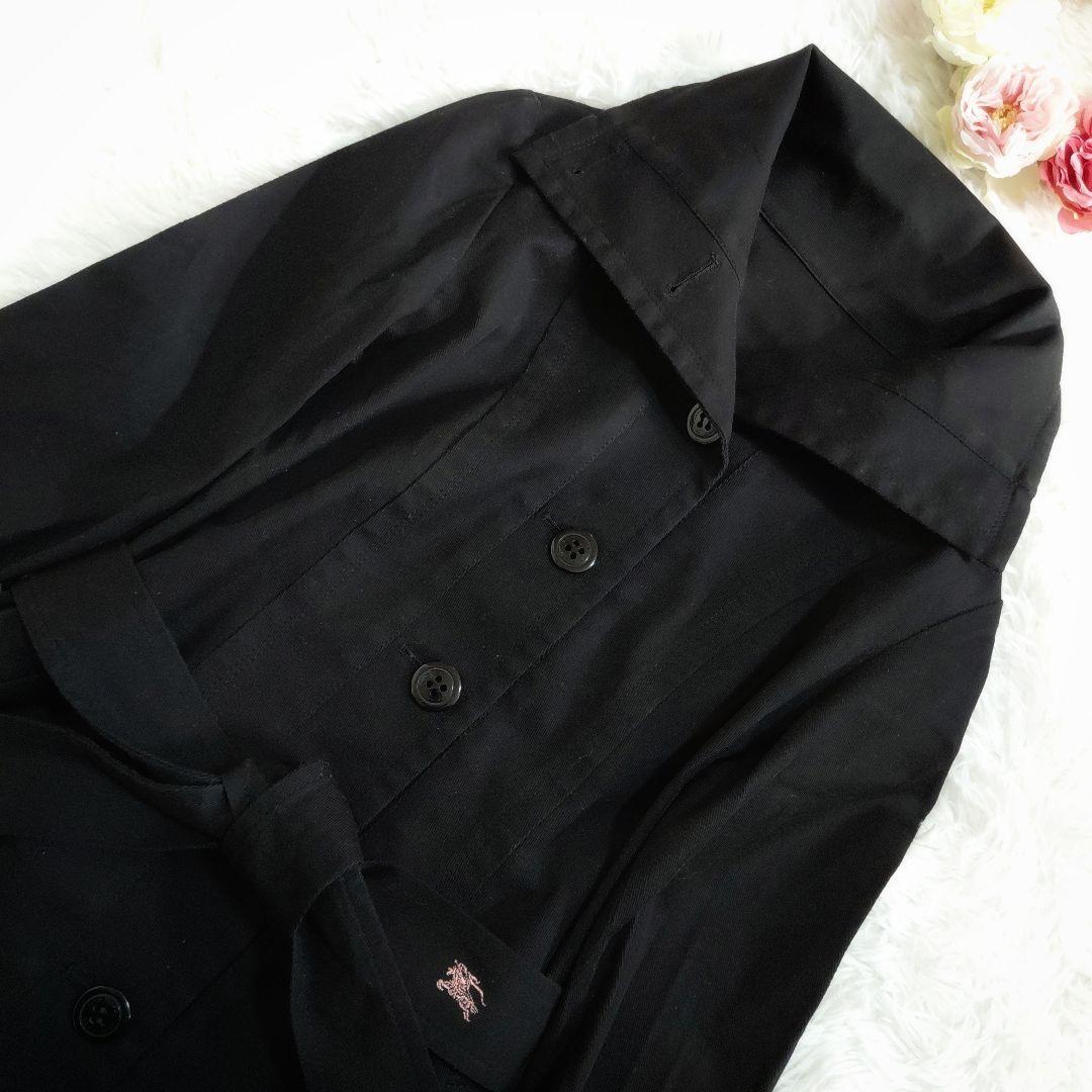 バーバリーブルーレーベル　トレンチ　コットンリネン　ショート　ホース刺繍　黒