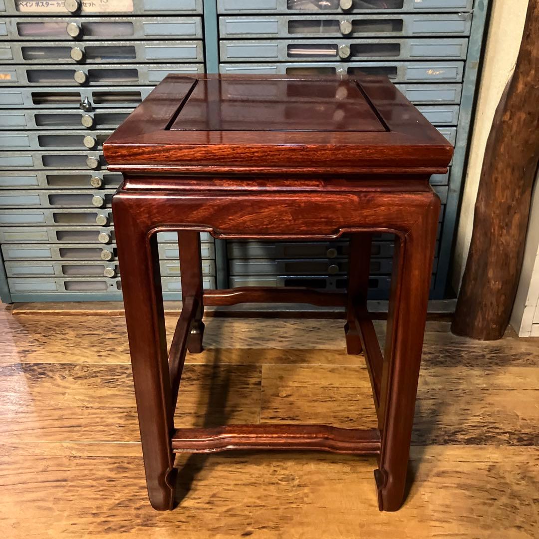 ヴィンテージ 花梨 銘木 花台 飾り台 高さ約46cm サイドテーブル 古道具
