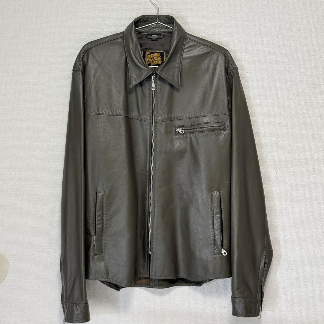 デグナー 羊革 レザージャケット XL 本革 オリーブ メンズ