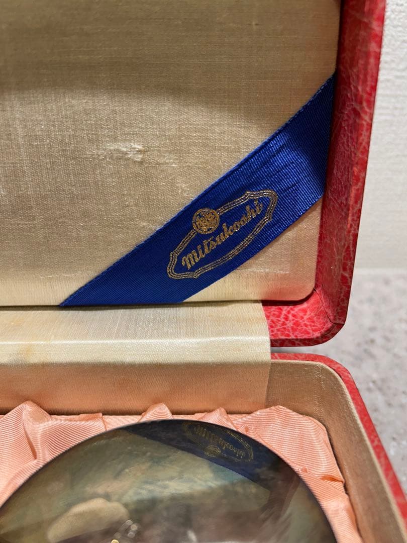 昭和レトロ　アンティーク切り子紫ガラスと銀色の蓋のセット三越