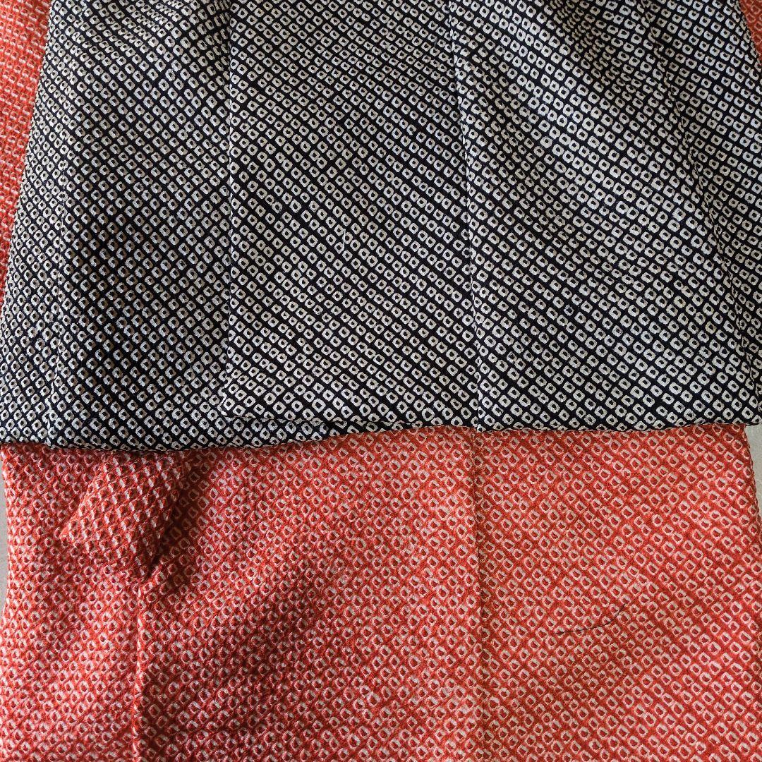 七五三小さい３歳用正絹総絞りの手縫いの着物と被布