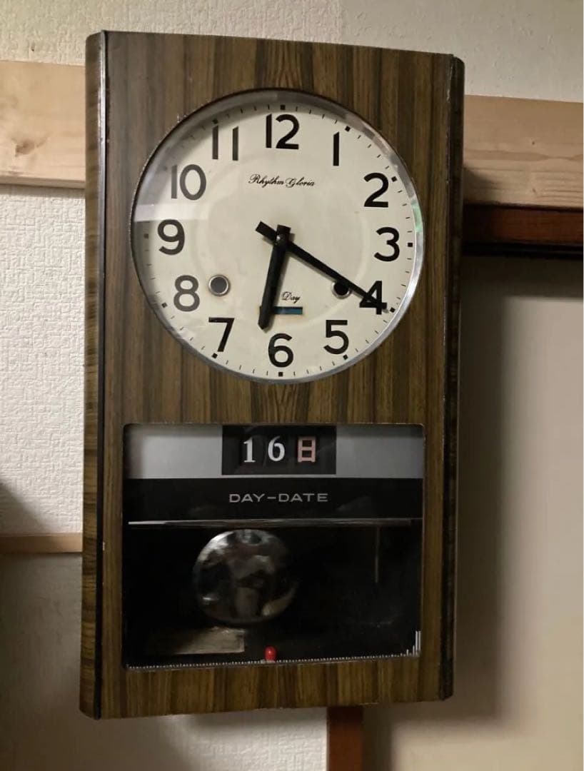アンティークRhythm Gloria 30Dayカレンダー柱時計 稼働中