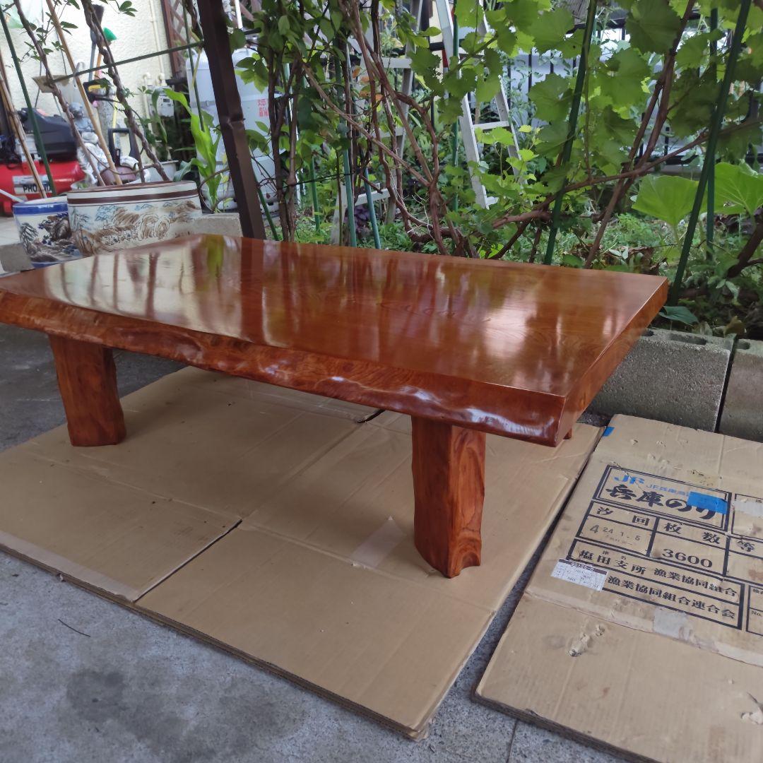 昭和レトロ 無垢材一枚板 高級中型座卓 ちゃぶ台 古民家 当時物