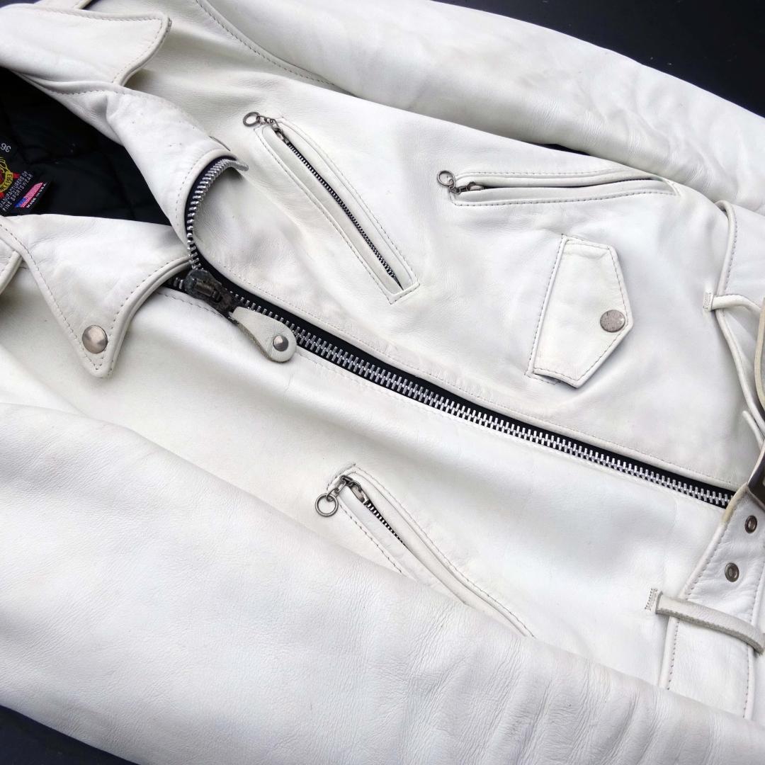 (白)Schott 613US ショット ワンスター ダブル ライダース36