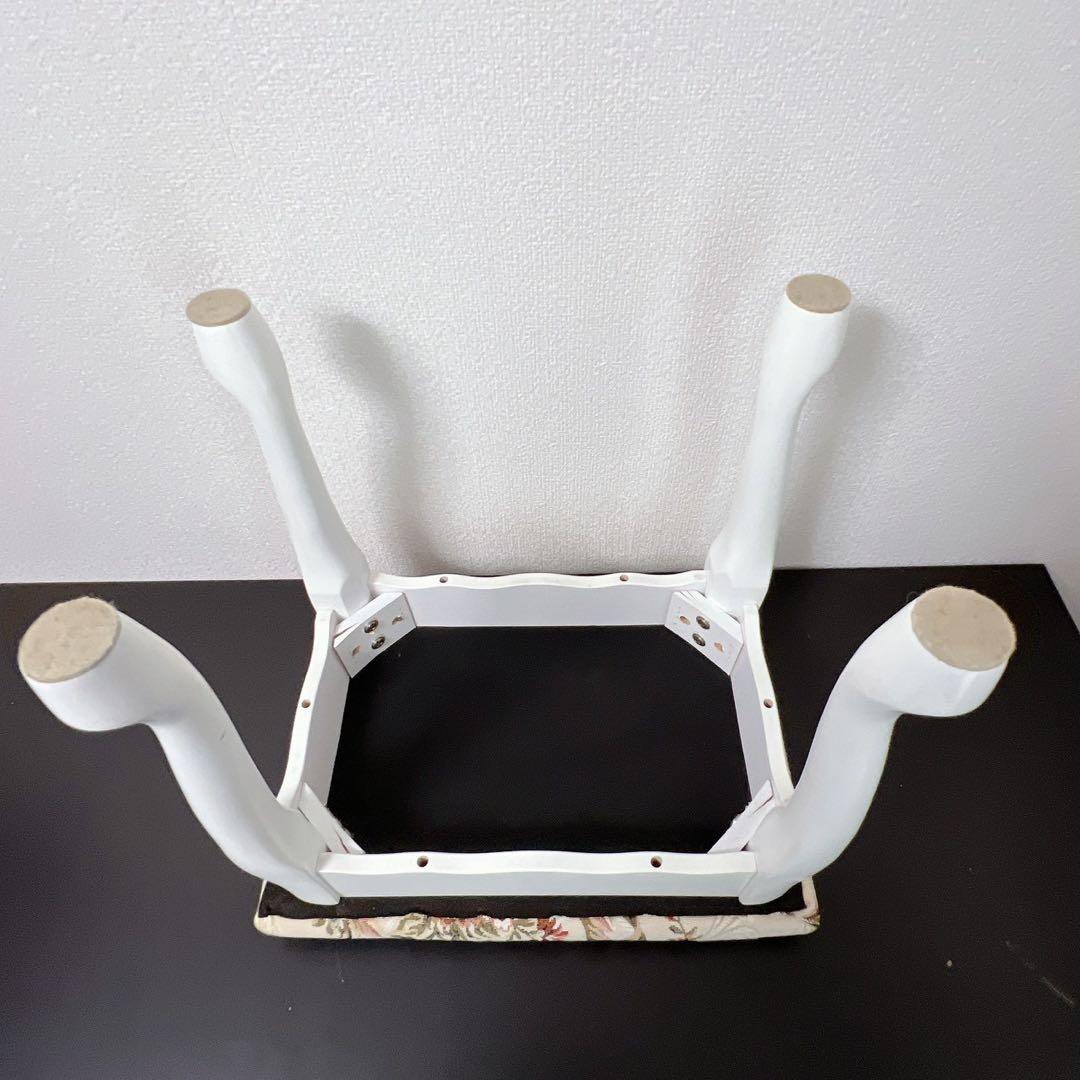 猫脚 スツール アンティーク調 姫系 椅子 チェア オットマン ロココ調ホワイト