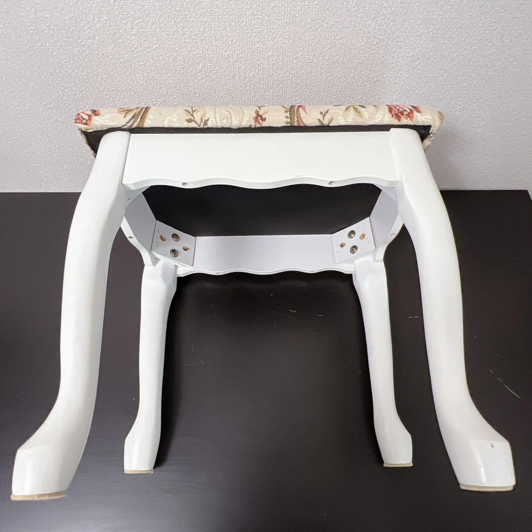 猫脚 スツール アンティーク調 姫系 椅子 チェア オットマン ロココ調ホワイト