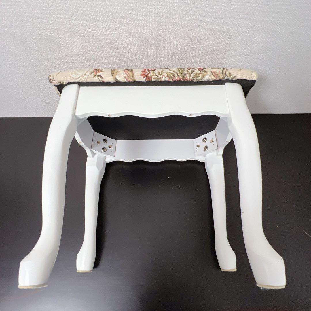 猫脚 スツール アンティーク調 姫系 椅子 チェア オットマン ロココ調ホワイト