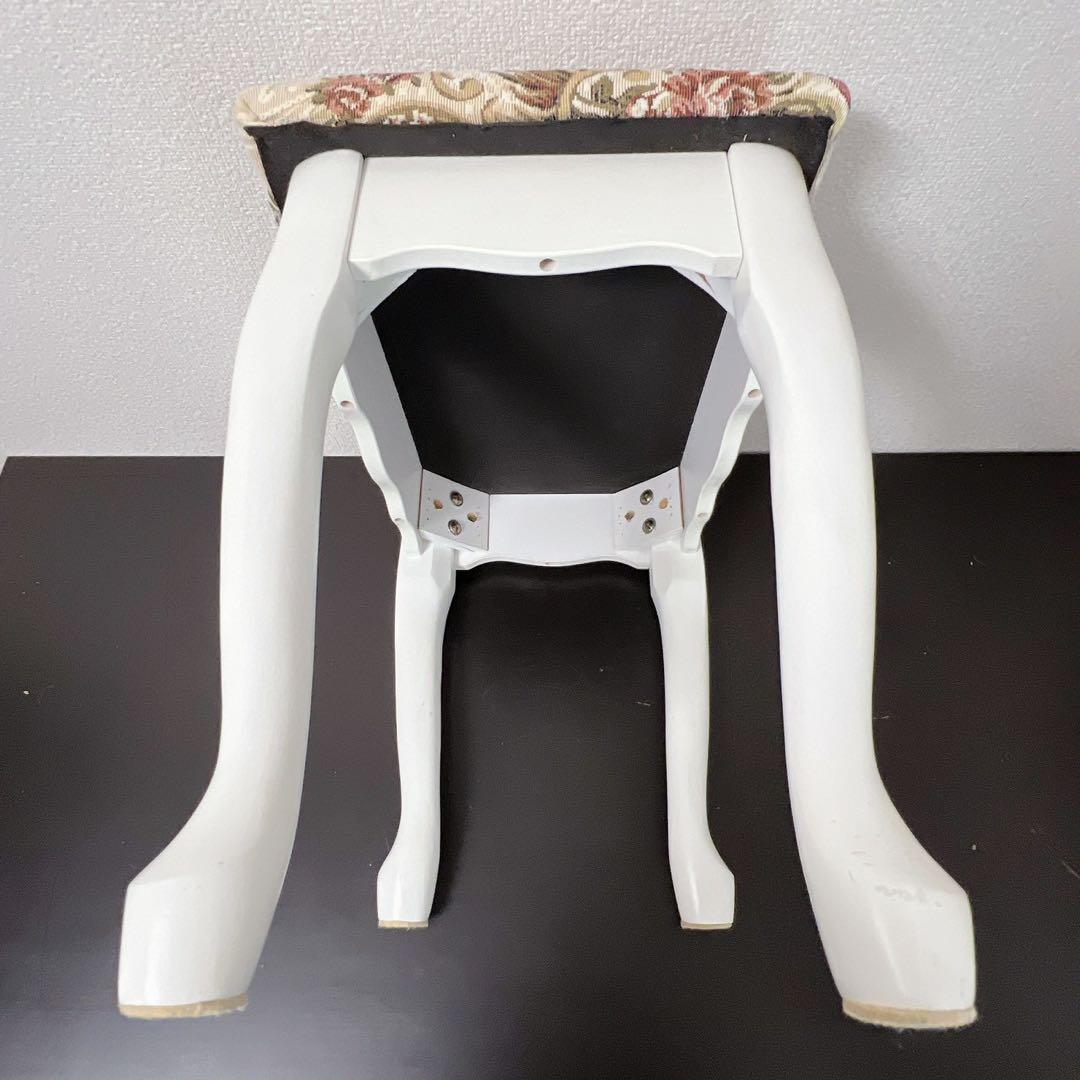 猫脚 スツール アンティーク調 姫系 椅子 チェア オットマン ロココ調ホワイト