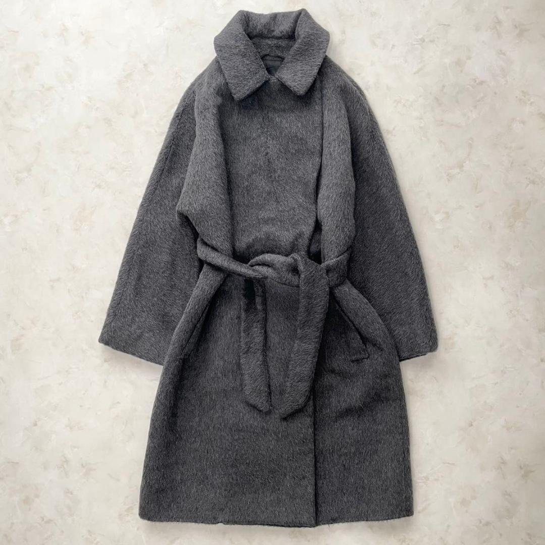 Max Mara マックスマーラ アルパカ混シャギーベルテッドコート　S~M