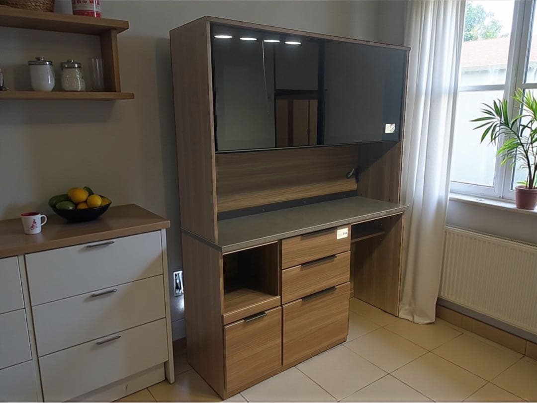 ◯【美品】松田家具大川 アルバ キッチンボード 食器棚 レンジボード ハイグロス