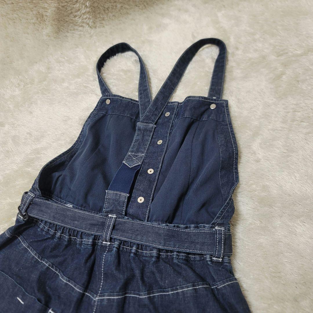 美品✨エムズグレイシー♡デニムサロペット ワイド デニム コットン リネン混