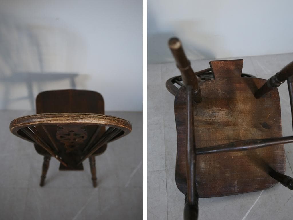 英国アンティーク木製ホイールバックチェア/ダイニングイス/椅子(91-203-2