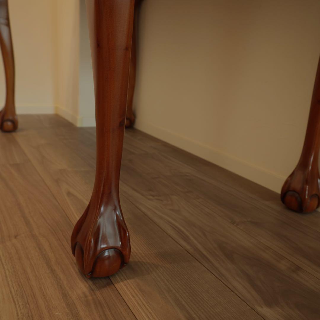 高級マホガニー家具 チッペンデール アンティークデスク 猫脚 書斎机 送料無料