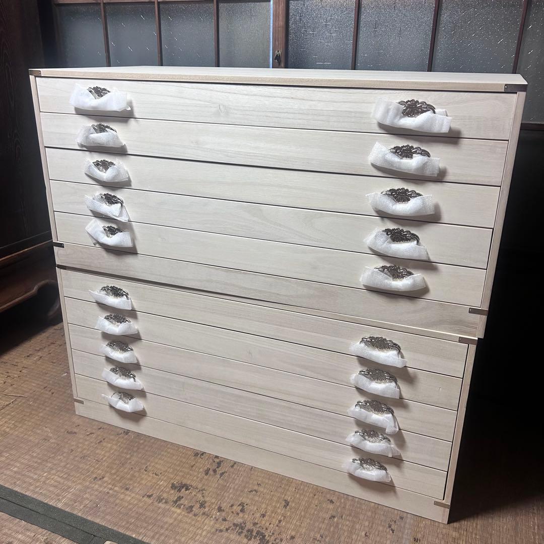 美品・未使用品　桐箪笥 5段　1点のみ 着物収納　白木調 和タンス