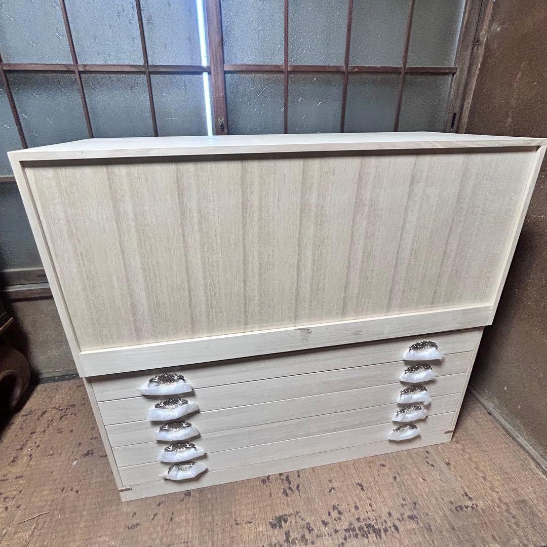 美品・未使用品　桐箪笥 5段　1点のみ 着物収納　白木調 和タンス