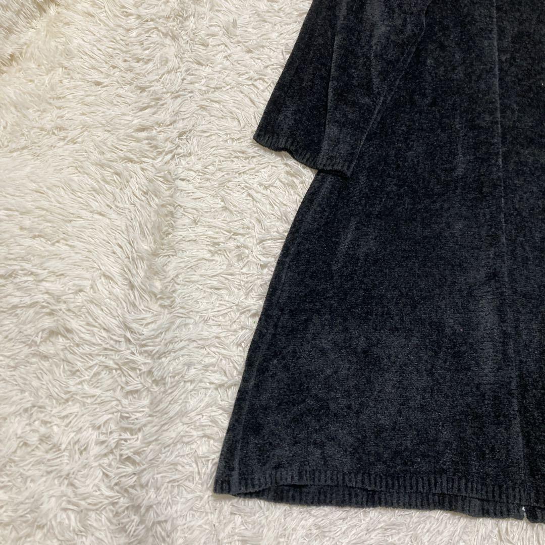 美品✨ヨーガンレール　 シルク100%　モールニット　ロングコート　XL相当　黒