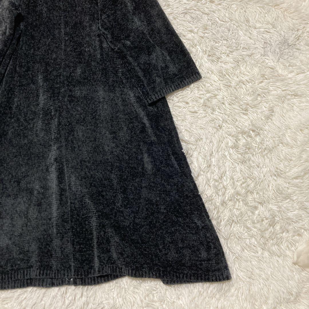 美品✨ヨーガンレール　 シルク100%　モールニット　ロングコート　XL相当　黒