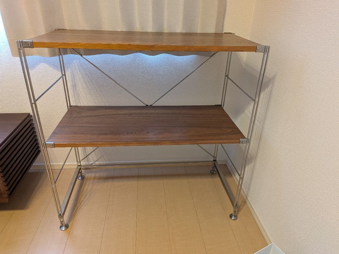 無印良品 ステンレスユニットシェルフ　ウォールナット材棚セット　ワイド　小