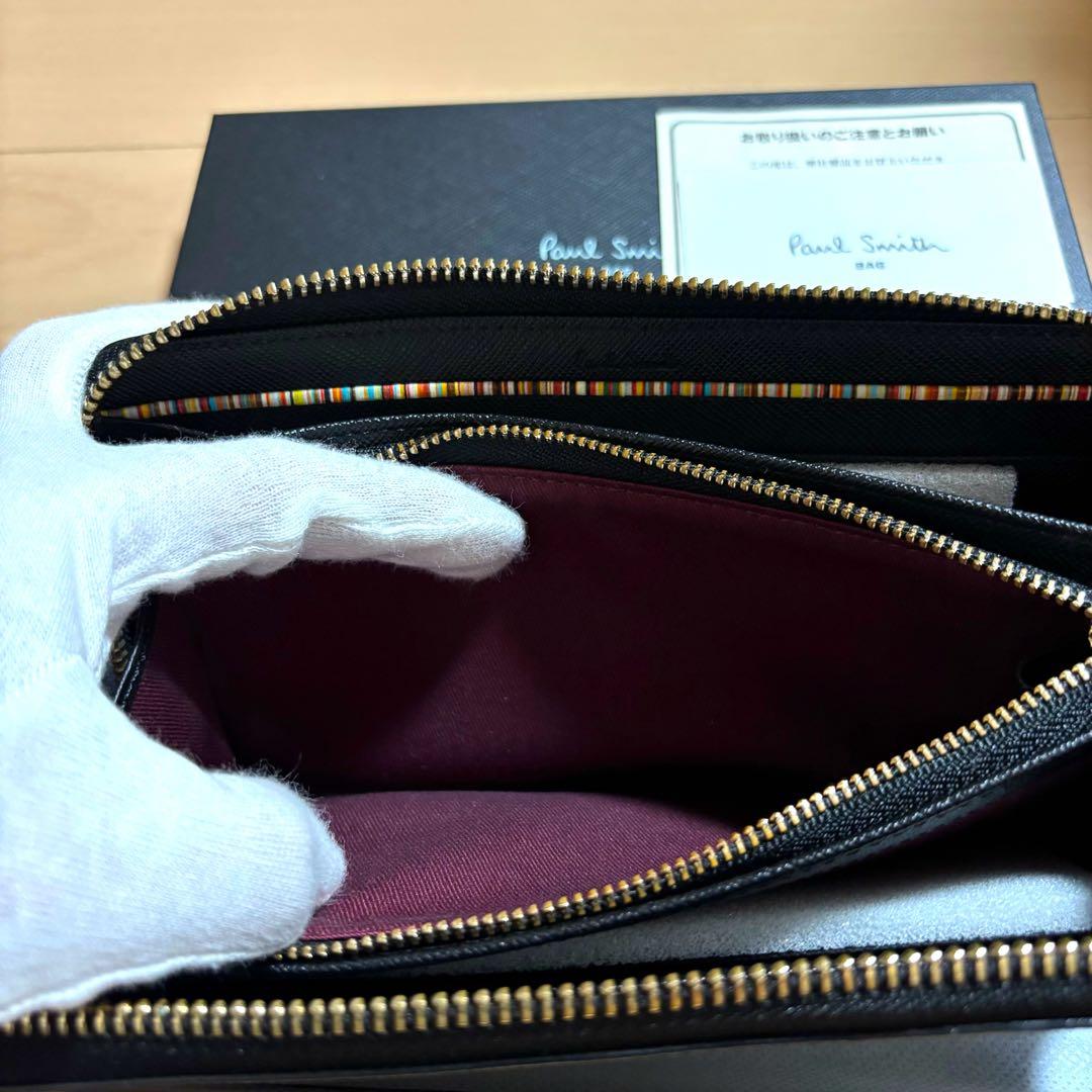 レア　Paul Smith ジップストローグレイン　長財布　ほぼ未使用品　黒