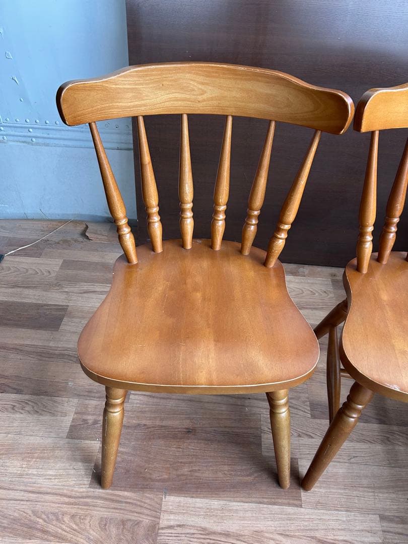 725 ダイニングチェア2脚セット 木製 ナチュラル　天然木　無垢風　オシャレ