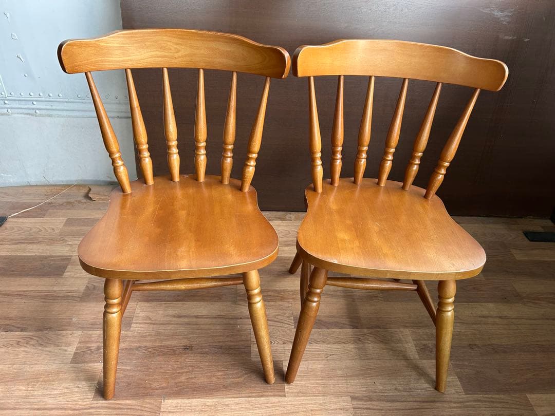 725 ダイニングチェア2脚セット 木製 ナチュラル　天然木　無垢風　オシャレ