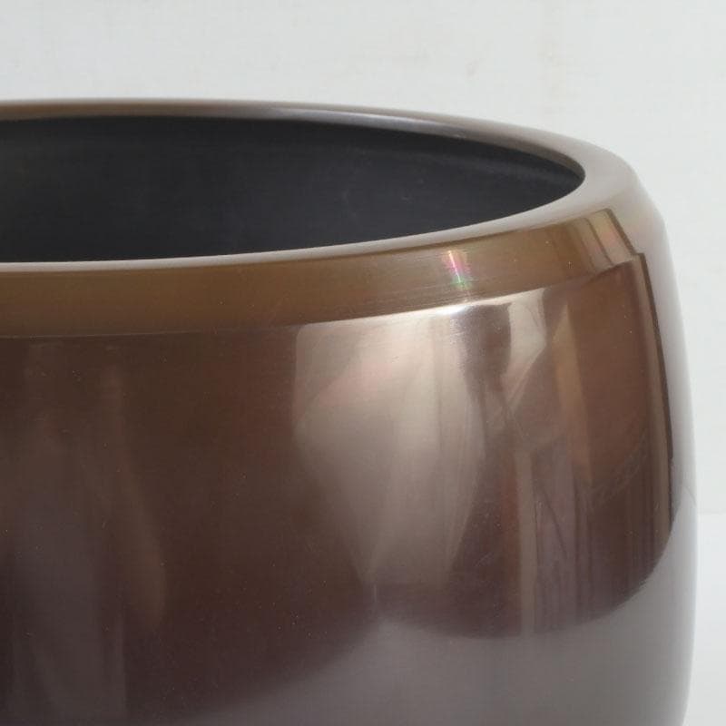 茶道具　鋳師　源斉造　鋳銅　面取風炉　共箱　V　9451A