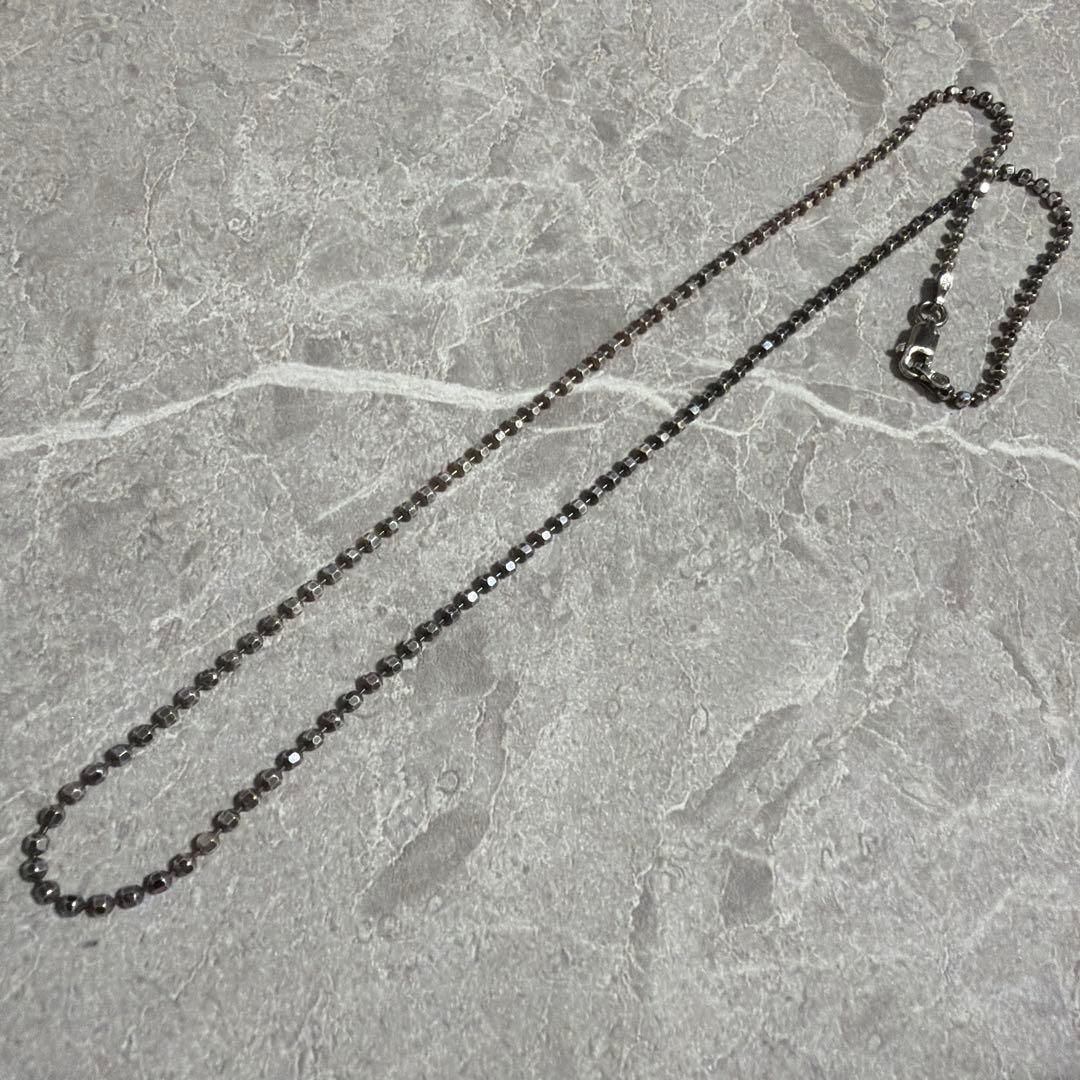 【ITALY製】ヴィンテージ シルバー925 カットボールチェーン ネックレス