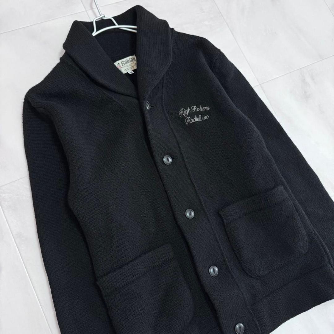 RADIALL ラディアル ニットカーディガン 黒 Mサイズ 刺繍入り