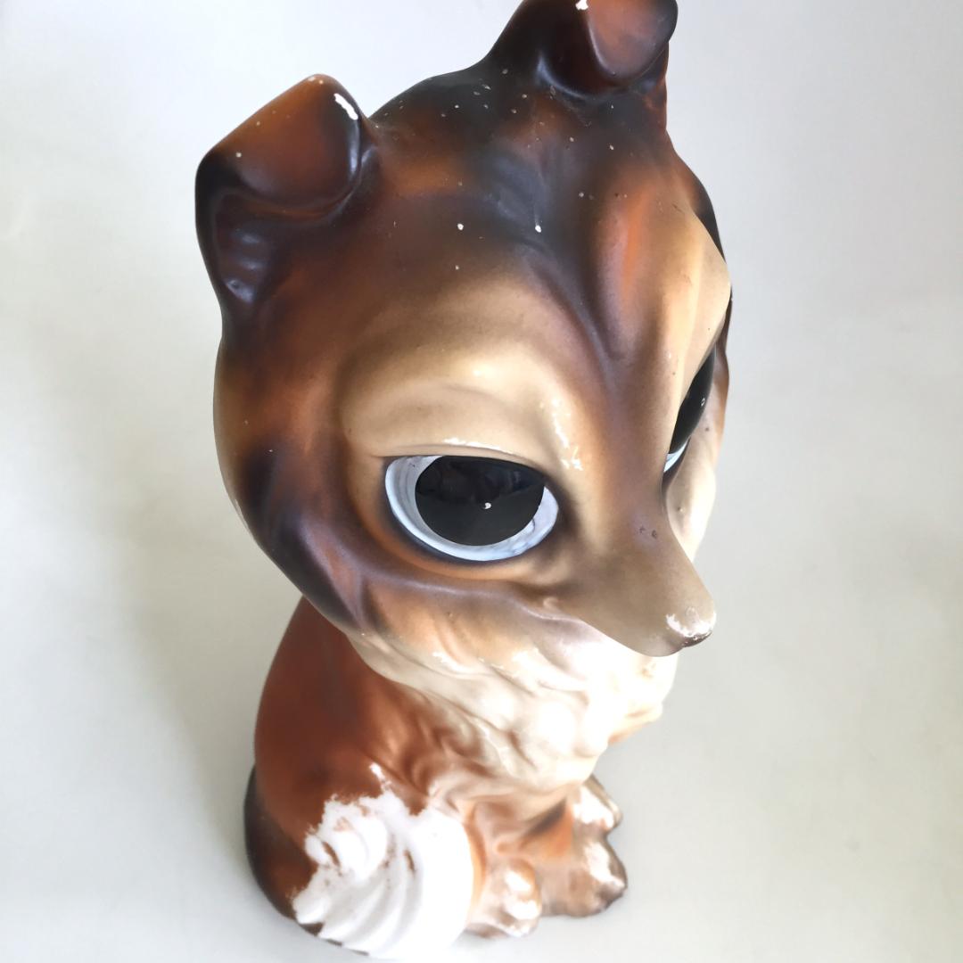 ビンテージ Norleans製 Big eye Dog 置物 陶器 犬 コリー
