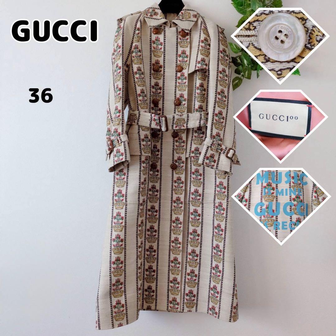 ◾︎未使用級◾︎ グッチ 100周年 トレンチコート フローラル クラウン M
