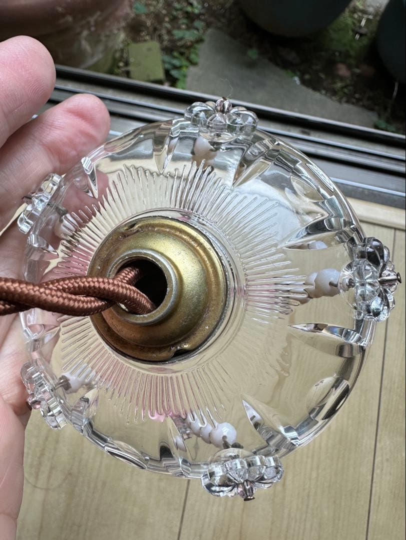 20's フランス アンティーク ピンクムラーノガラスの可愛いミニシャンデリア＊