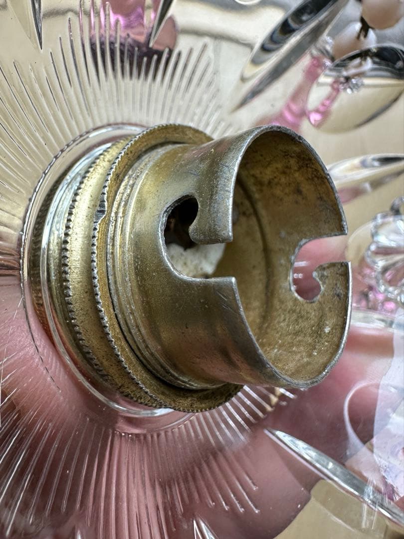 20's フランス アンティーク ピンクムラーノガラスの可愛いミニシャンデリア＊