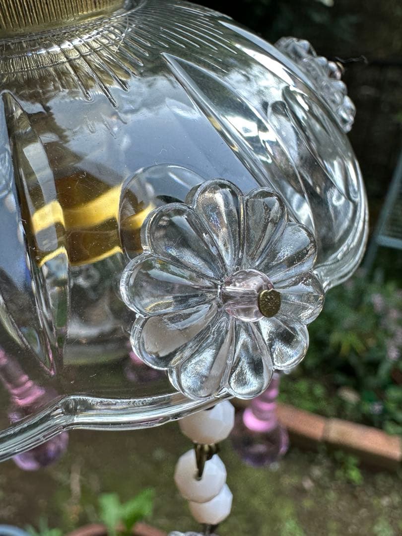 20's フランス アンティーク ピンクムラーノガラスの可愛いミニシャンデリア＊