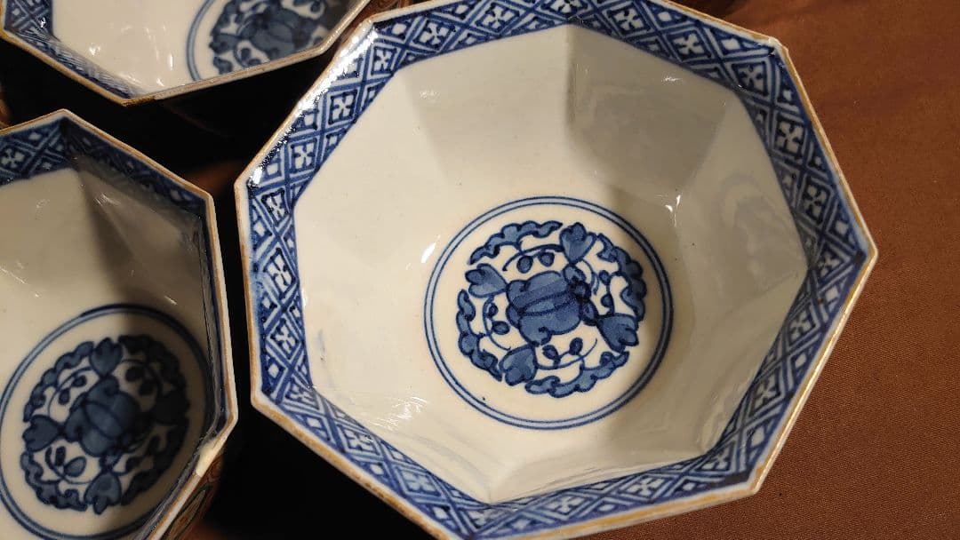 大聖寺伊万里　古伊万里　伊万里　六角鉢　色絵　金襴手　江戸期　７客