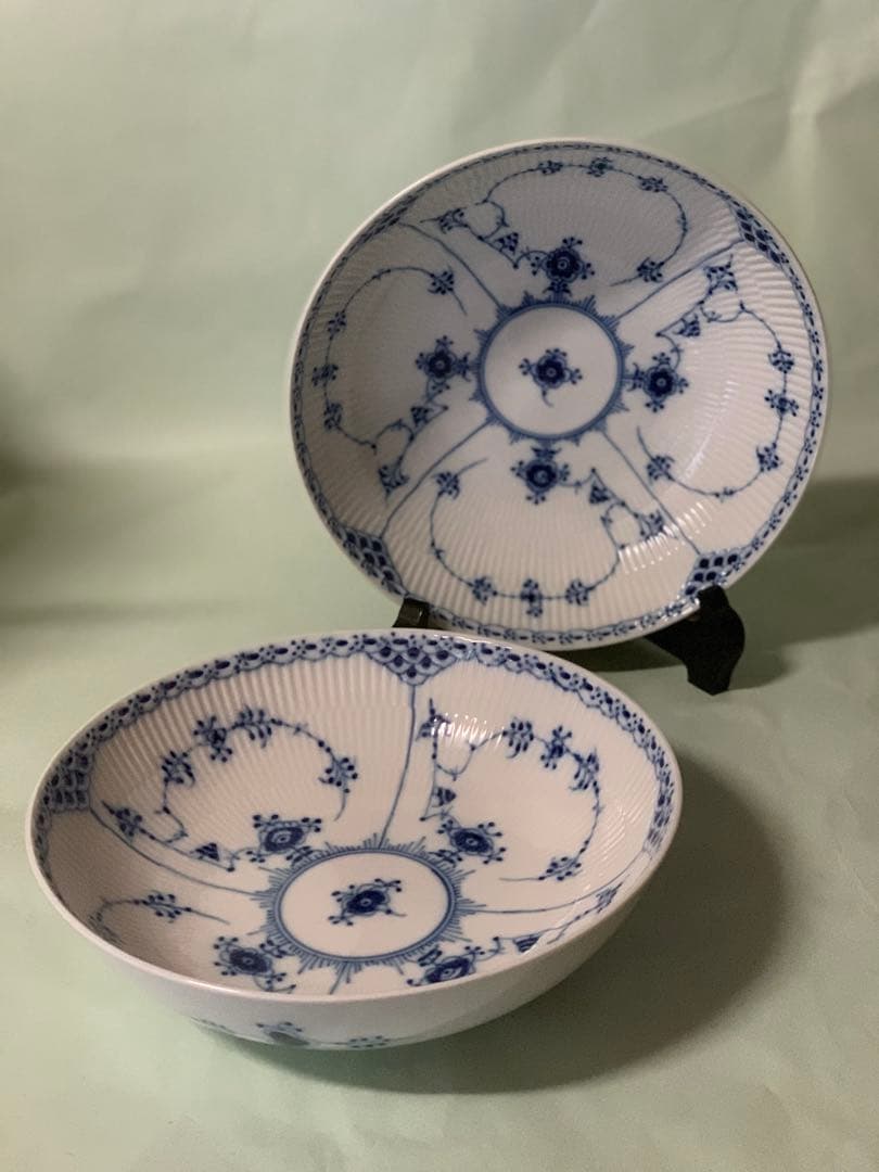 はたこ、ブルーフルーテッドハーフレースシリーズ3点セット。