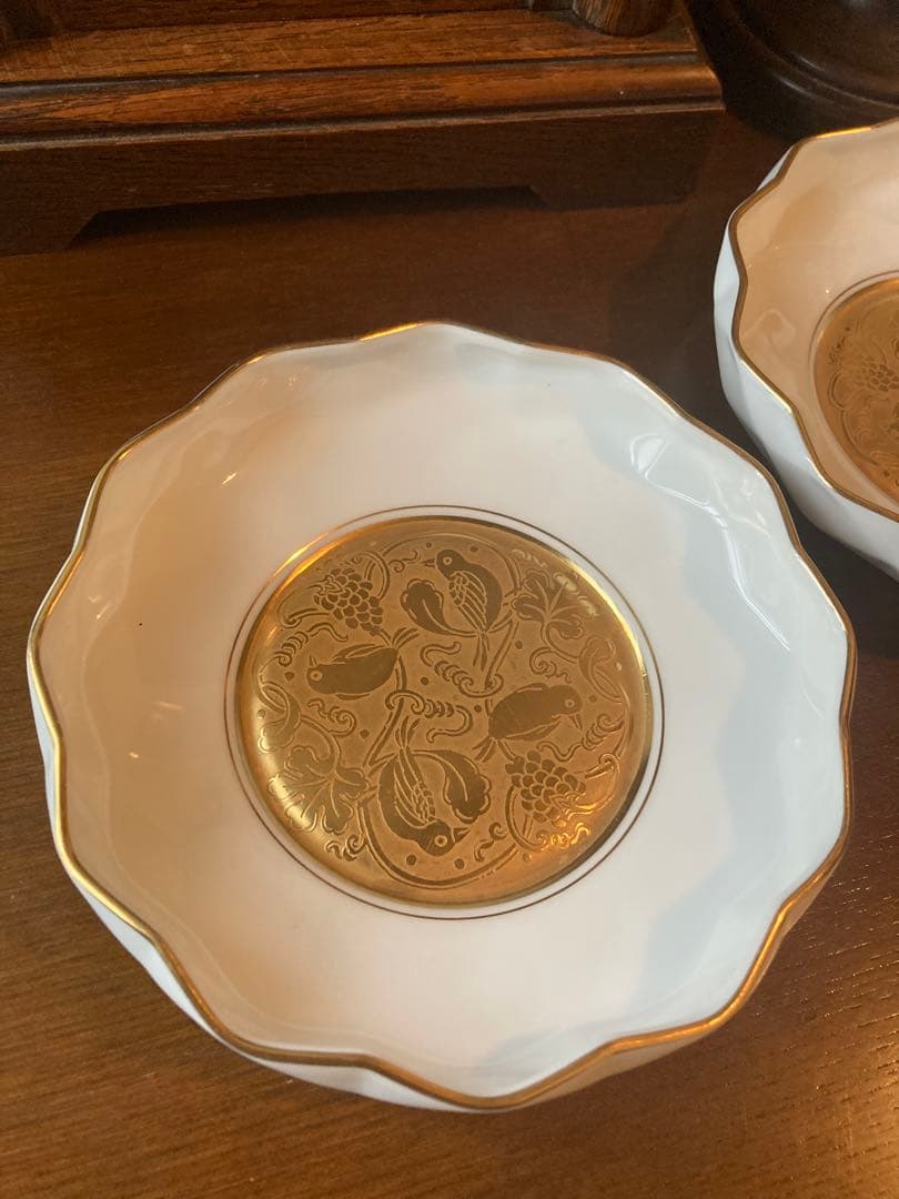 大倉陶園　鳥　金彩　皿　2枚