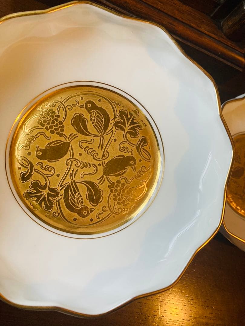 大倉陶園　鳥　金彩　皿　2枚