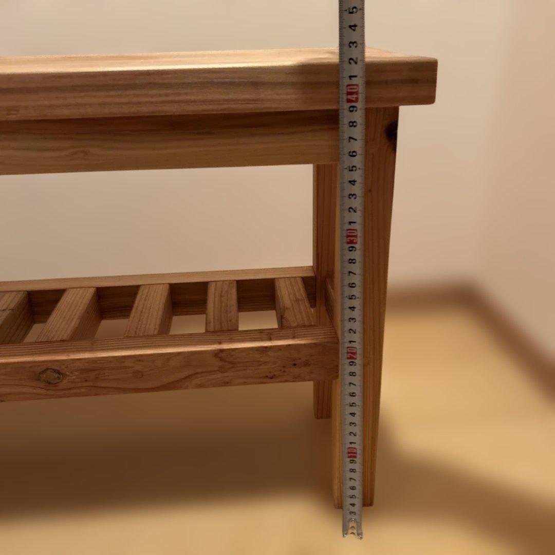 ハンドメイド　玄関ベンチ　ベンチ　飾り棚　サイドテーブル　木製家具