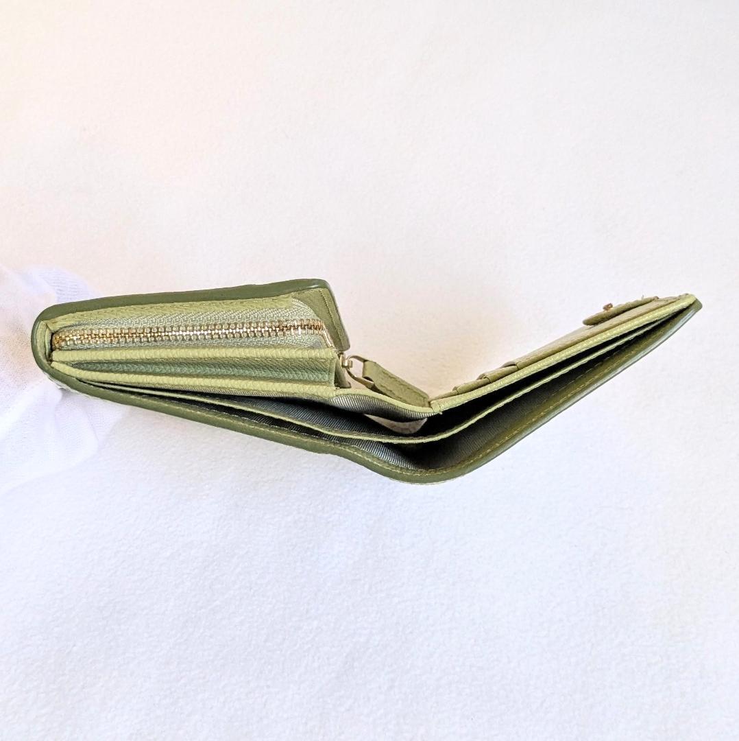 agnes b アニエスベー　2つ折り財布　ウォレット　ホワイト　グリーン