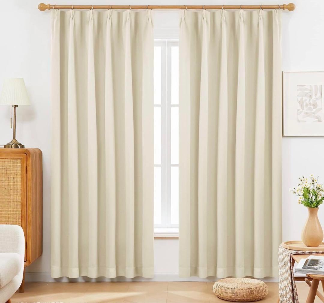 deconovo カーテン ライトベージュ 100cmx178cm　2枚セット