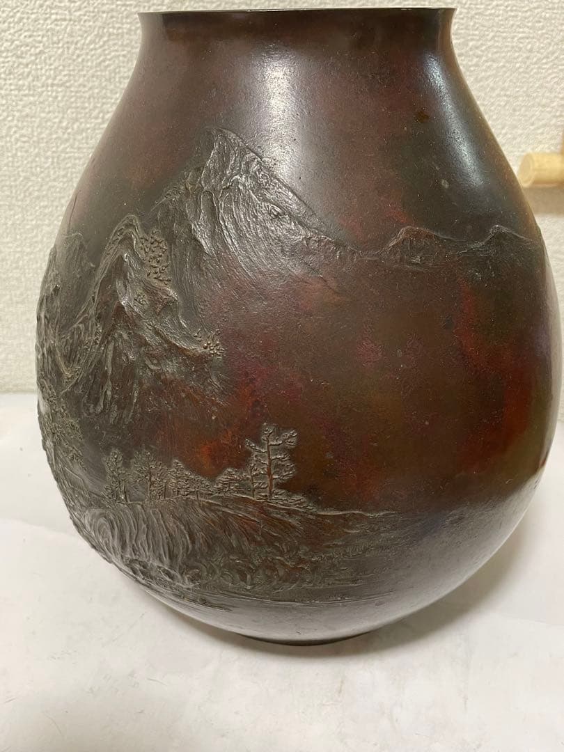 古銅　時代物　斑紫銅　花瓶　古美術　アンティーク