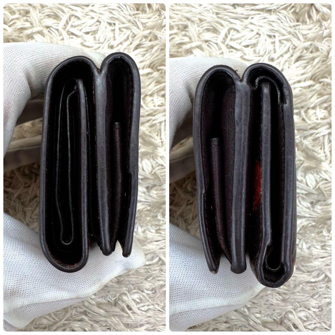 【美品】サンローラン 三つ折財布 レッド ハート YSL ゴールドロゴ