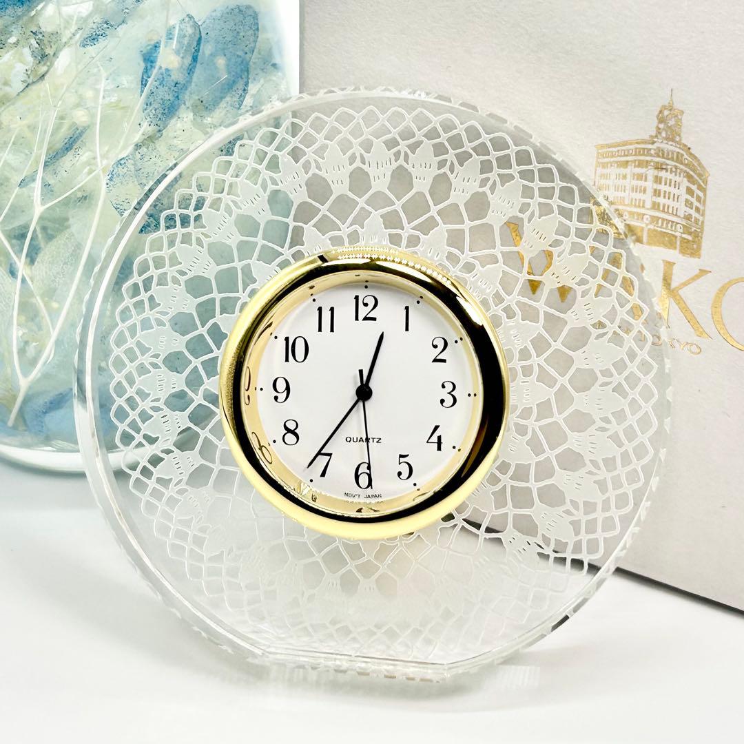 WAKO ワコー クリスタル 模様 箱あり 置き時計