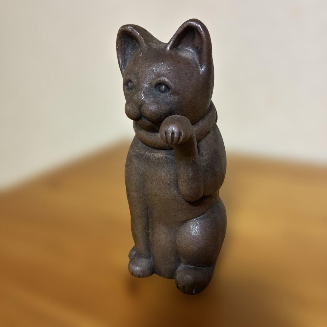 備前焼　ねこ（招き猫）　古美術
