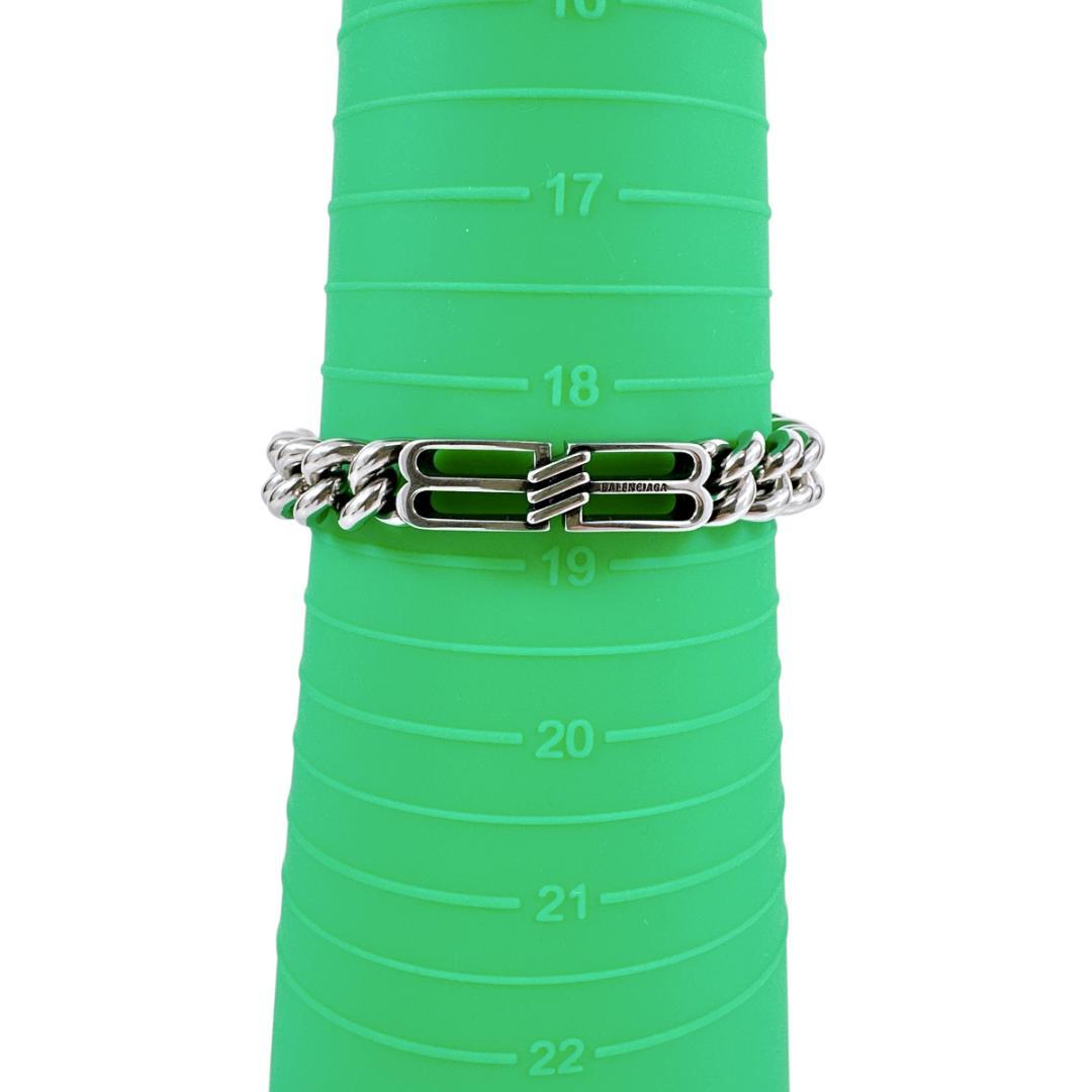 バレンシアガ BBロゴ リンク チェーン ブレスレット アンティークシルバー