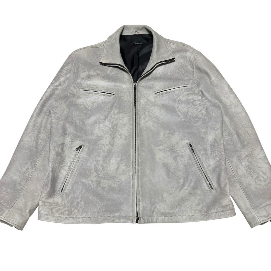 極美品 schaffen 羊革 リアルレザー ライダースジャケット ホワイト