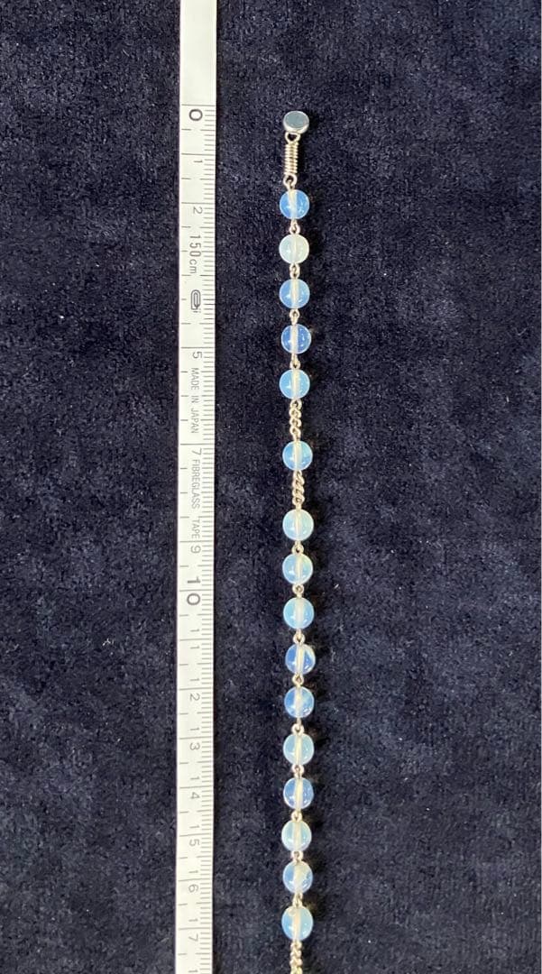 ロザリオネックレス　合成オパール　手編みロザリオ　長崎編み