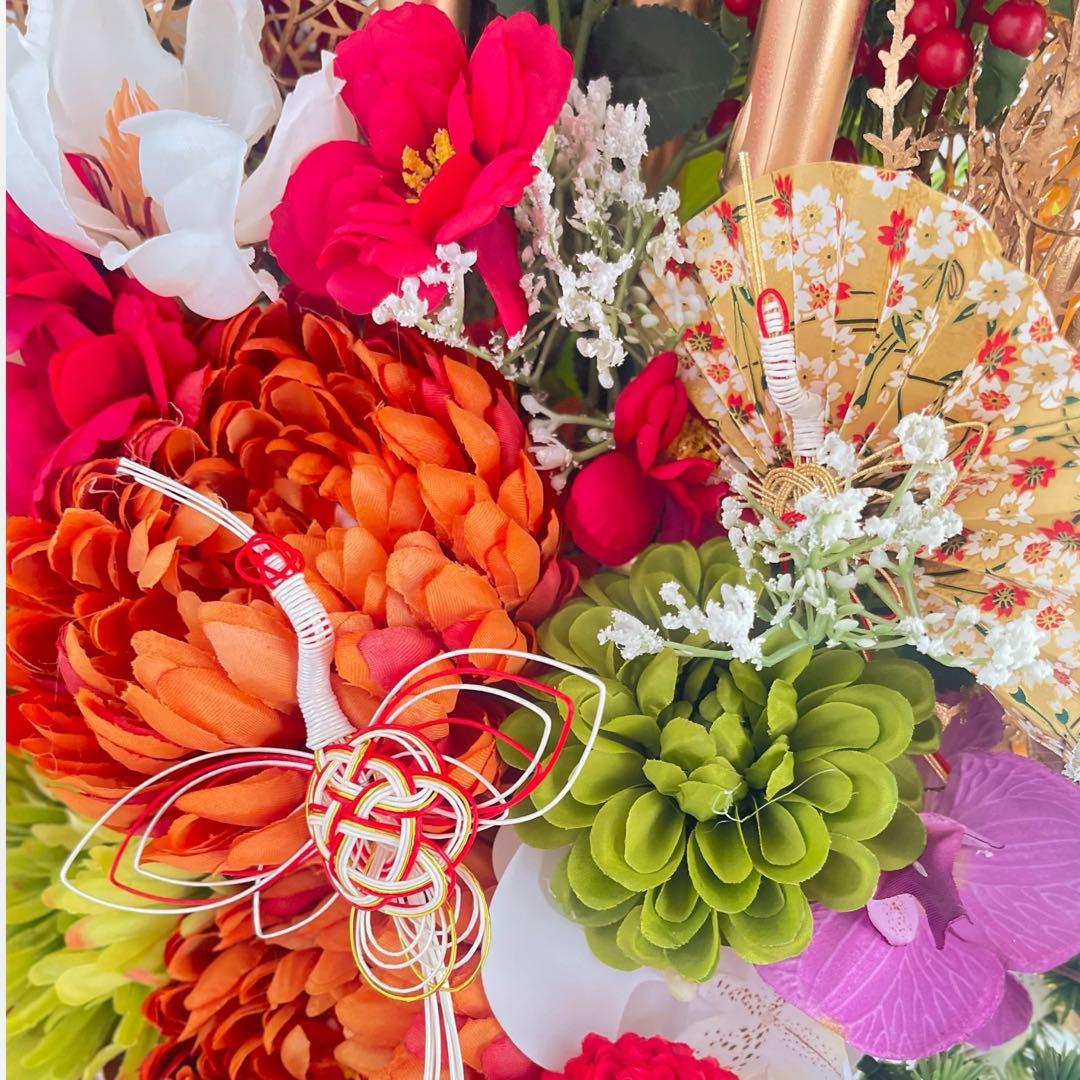 【特大サイズ 正月アレンジメント】 扇と松が描く迎春の華｜和モダン・豪華お正月