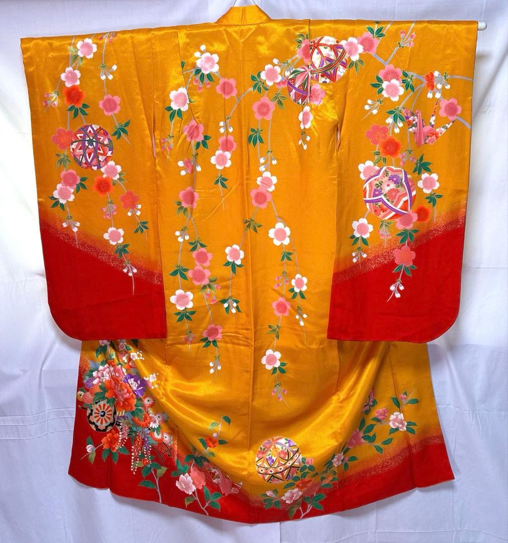 6-上　七五三　舞台衣装　ポリエステル　洗える着物　女の子　着物　7歳　１0点